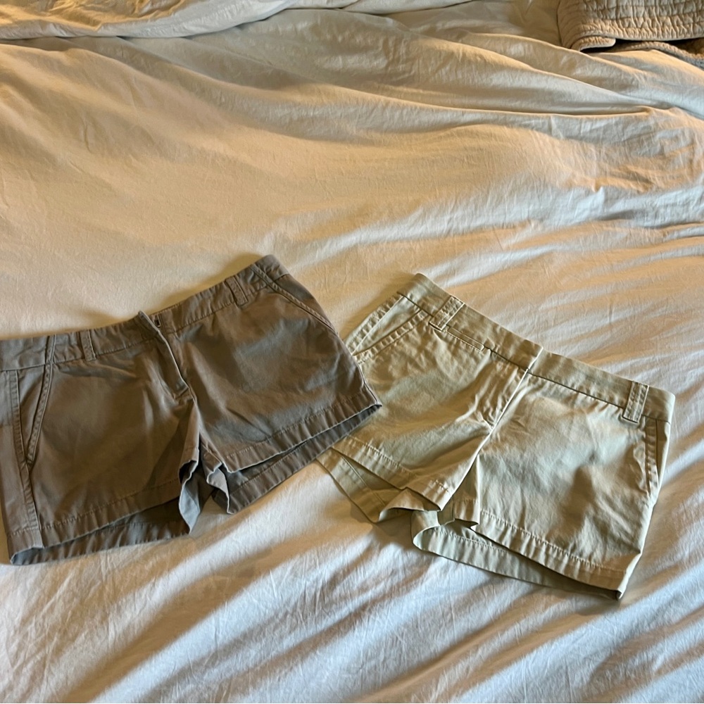 Two J Crew Classic Twill Chino City Fit Shorts both Size 6 Grey and Chino Colors